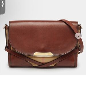 Burberry Abbott Brown Leather Crossbody Clutch Bag